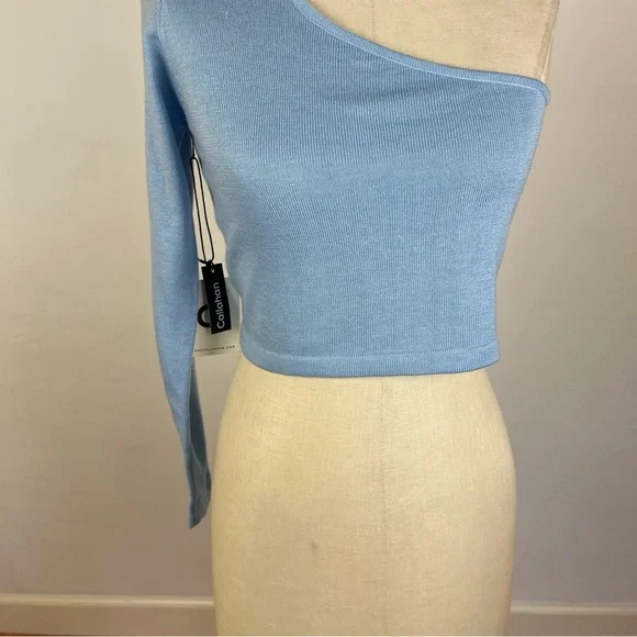 Callahan Blue One Shoulder Knit Top - Picture 4 of 7